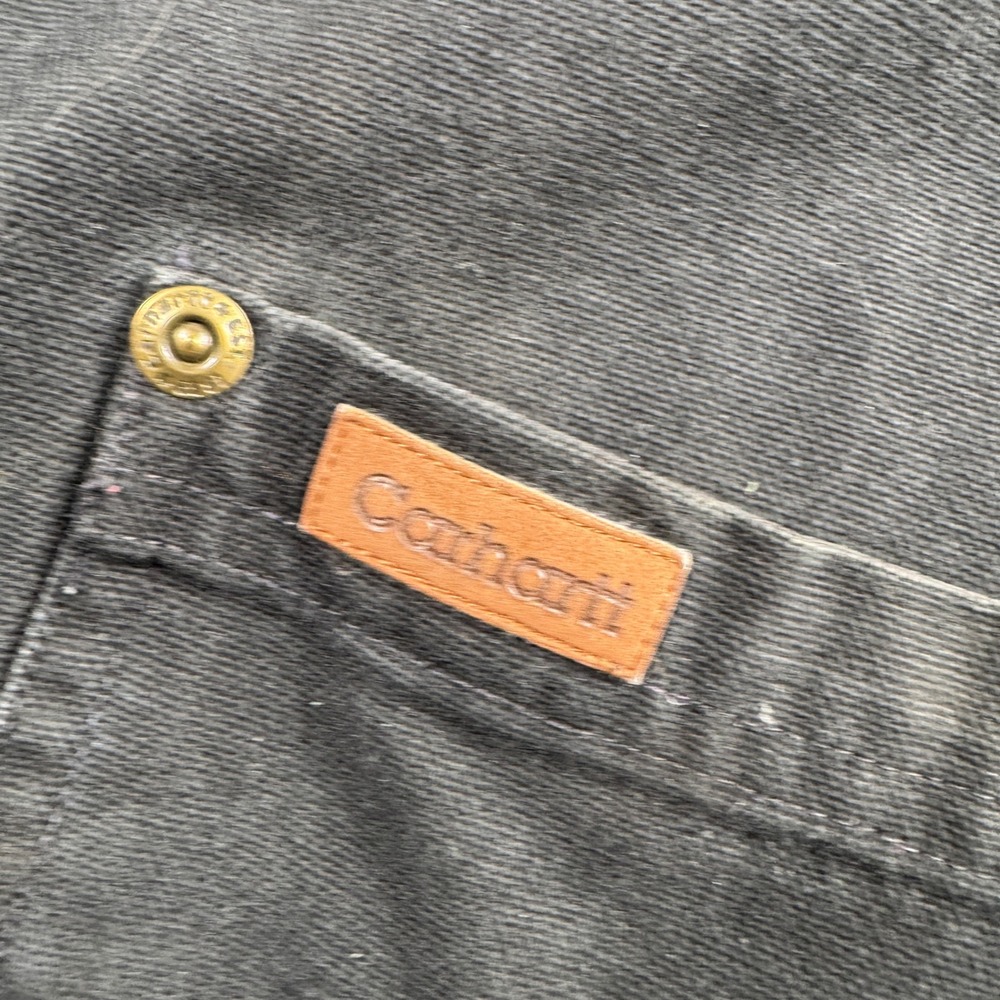 Carhartt Canvas Shirt Jacket Mens L Tall Black Flannel Line Thrashed S96 Shacket - Picture 10 of 10